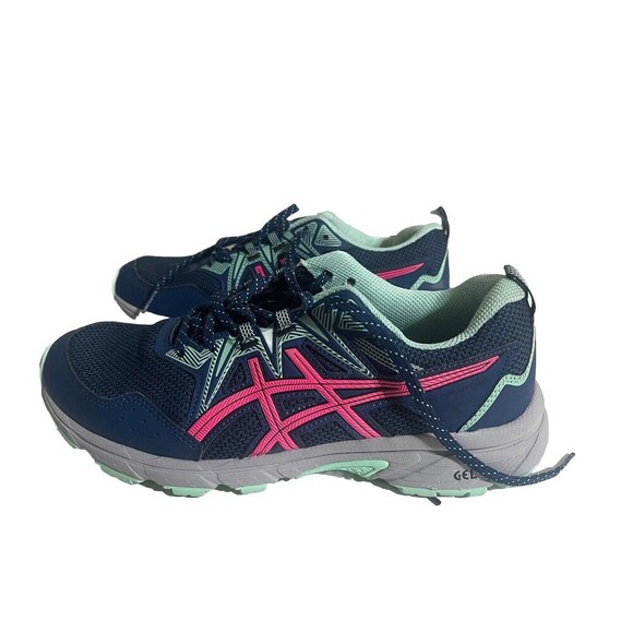 ASICS WOMENS GEL-VENTURE 8 TRAIL RUNNING SHOES MAKO BLUE PINK GLO SIZE 10 - Picture 1 of 13